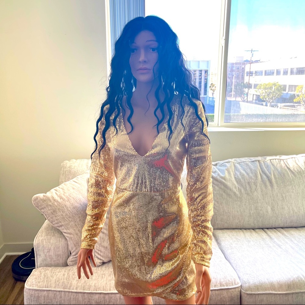 Gold Sequin Cocktail Dress